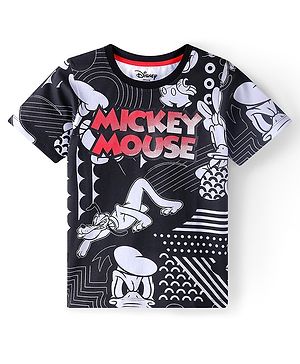 Pine Kids Disney  Half Sleeve T-Shirt with Mickey Mouse Family Graphics - Black