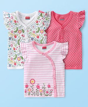 Babyhug 100% Cotton Front Open Vest - Pack of 3