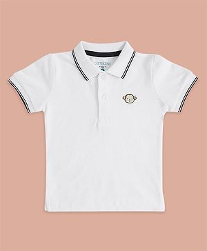 Pantaloons Baby Half Sleeves Bear Patch Detailed Tee - White
