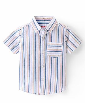 Babyhug Cotton Woven Half Sleeves Striped Shirt - Multicolour