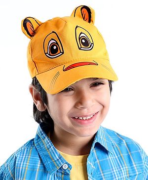 Babyhug Disney Cotton Summer Cap With Lion King Graphics - Yellow