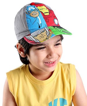 Babyhug Marvel Cotton Summer Cap With Avengers Graphics - Multicolour
