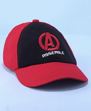 Pine Kids Marvel Cotton Summer Cap With Avengers Graphics - Red & Black