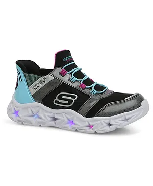 Skechers Mesh Design Lace Ups  Galaxy Lights - Bright Cosmic Shoes - Black