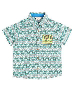Lil' Drama Half Sleeves Abstract Printed Shirt - Green