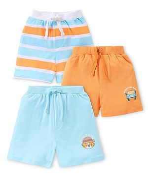 Babyhug Cotton Single Jersey Shorts Animal & Car Print Pack of 3 - Multicolour