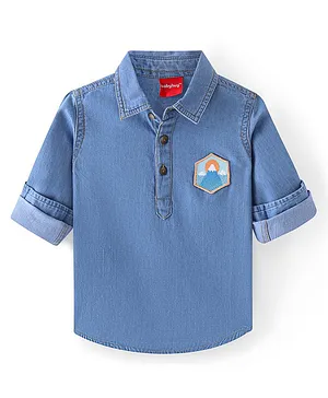 Babyhug Cotton Woven Full Sleeves   Denim Kurta Shirt - Blue