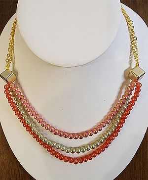 Tiny Closet Stone Embellished Necklace - Pink