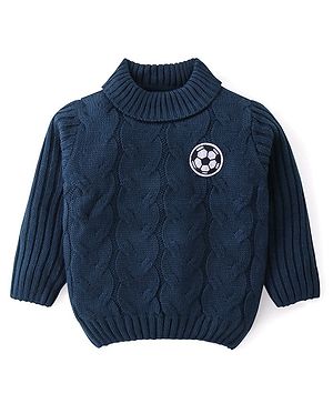 Babyhug Knitted Full Sleeves Pullover with Cable Knit Design- Navy Blue Babyhug Knitted Full Sleeves Pullover with Cable Knit Design- Navy Blue