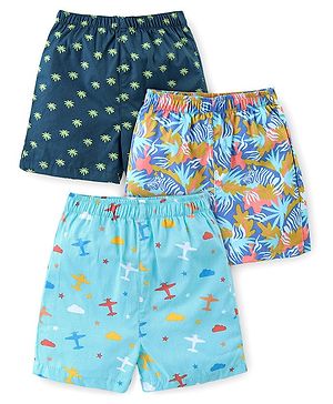 Babyhug Cotton Boxers Trees & Aeroplane Print Pack of 3 - Multicolour