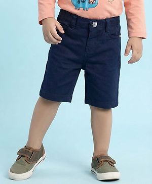 Babyhug Twill Woven Knee Length With Stretch Washed Jamaican - Navy Blue