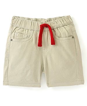 Babyhug Twill Woven Solid Shorts -  Beige