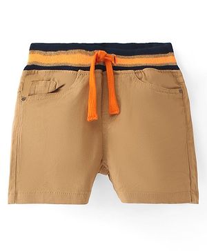 Babyhug Twill Woven Stretchable Solid Shorts - Khaki