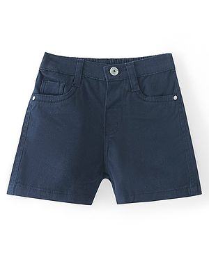 Babyhug Twill Woven Shorts With Stretch - Navy Blue