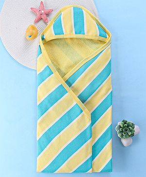 Babyhug Terry Woven Hooded Bath Towel with Floral Print L 76 X B 76 cm - Yellow