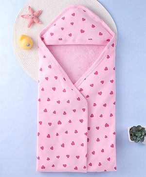 Babyhug Terry Woven Hooded Towel L 30 x B 30 cm - Pink