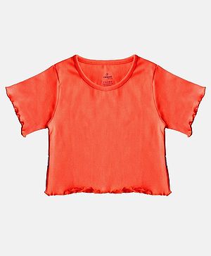 Kiddopanti Cotton Half Sleeves Solid Tee - Orange