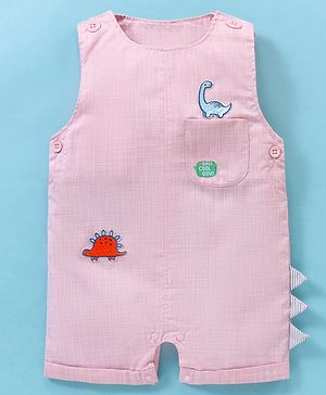 Little Kangaroos 100% Cotton Knit Sleeveless Romper Dino Patch - Red