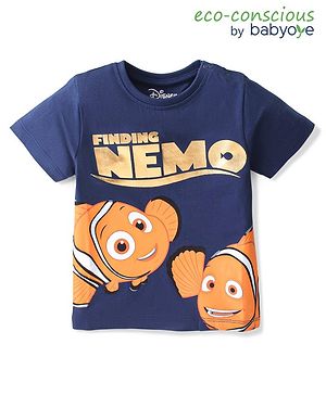 Babyoye Disney Half Sleeve T-Shirt with Finding Nemo Graphics and Foil Detailing - Navy Blue