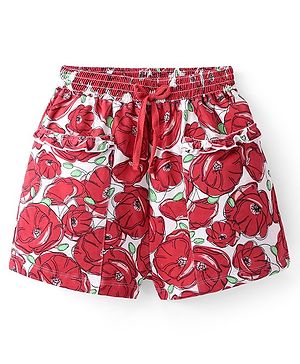 Pine Kids Terry Knit Mid Thigh Length Shorts Floral Print - Multicolor