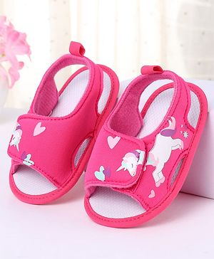 Cute Walk by Babyhug Velcro Closure Booties With Watermelon Print - Blue & Fuchsia