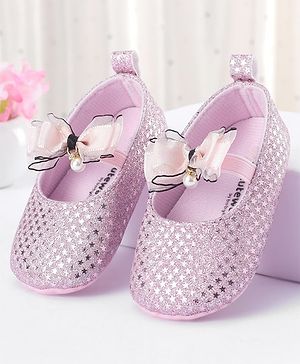 Cute Walk by Babyhug Slip On Booties With Bow Applique - Pink