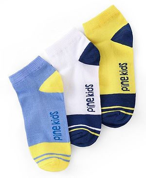 Pine Kids Ankle Length Socks Logo Design Pack of 3 - Multicolor