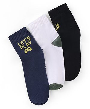 Pine Kids High Ankle Length Socks Text Print Pack of 3 - Multicolor