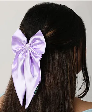 Arendelle Satin Long Tail Bow Detailed Hair Clip - Lilac Purple