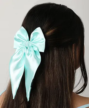 Arendelle Satin Long Tail Bow Detailed Hair Clip - Mint Green