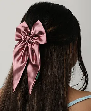 Arendelle Satin Long Tail Bow Detailed Hair Clip - Wine Purple