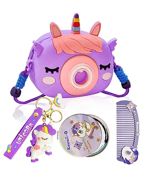 FunBlast Unicorn Sling Bag with Key Ring, Comb and Mirror  Purple