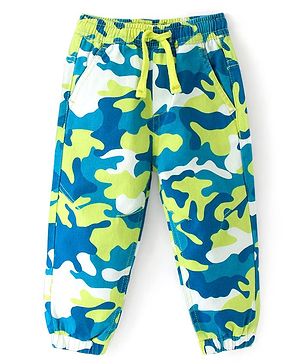 Babyhug Cotton Twill Woven Full Length Camouflage Printed Stretchable Jogger - Multicolour