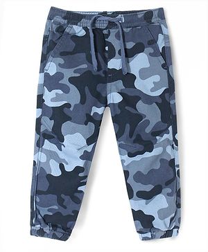 Babyhug  Woven Full Length Printed Trouser - Blue