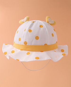 Babyhug Bucket Hat Polka Dots Print -  Yellow