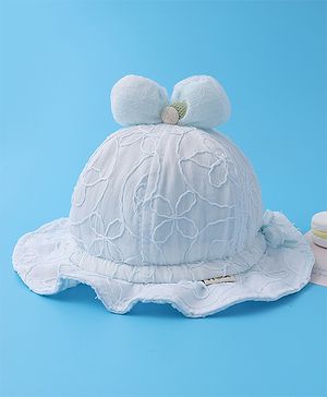 Babyhug Bucket Hat  with Bow Applique - Blue