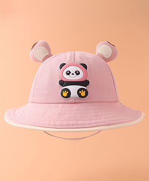Babyhug Bucket Hat With Panda Applique -Pink