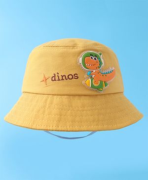 Babyhug Bucket Hat With Dino Applique -Yellow