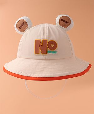 Babyhug Bucket Hat With Text Applique -Beige
