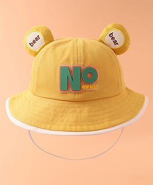 Babyhug Bucket Hat With Text Applique -Yellow