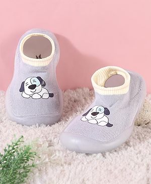 Cute Walk By Babyhug Socks Shoe With Doggy Print - Blue