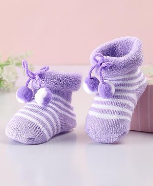 Cute Walk by Babyhug Sock Shoes with Knot - Purple