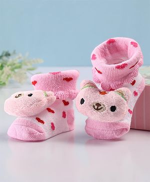 Cute Walk by Babyhug Sock Shoes with Bunny Applique -  Pink