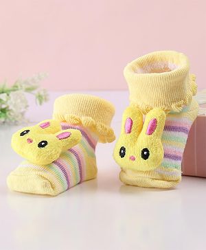 Cute Walk by Babyhug Sock Shoes with Bunny Applique - Yellow