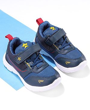 Cute Walk by Babyhug Sneakers Shoes with Velcro Closure & Star Print - Navy Blue