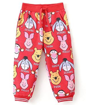 Babyhug Disney Single Jersey Full Length Winne the Pooh Printed Lounge Pant - Red