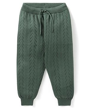 Babyhug Sweater Knit Fleece and Woollen Pants - Olive Green