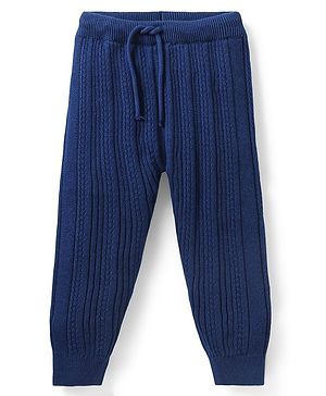 Babyhug Knit Sweater Fleece and Woollen Pants - Navy Blue