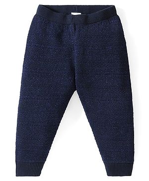 Babyhug Sweater Knit Full Length Solid Pyjama - Navy Blue