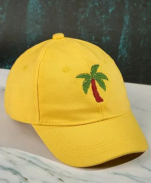 DukieKooky Palm Tree Embroidered  Cap - Yellow